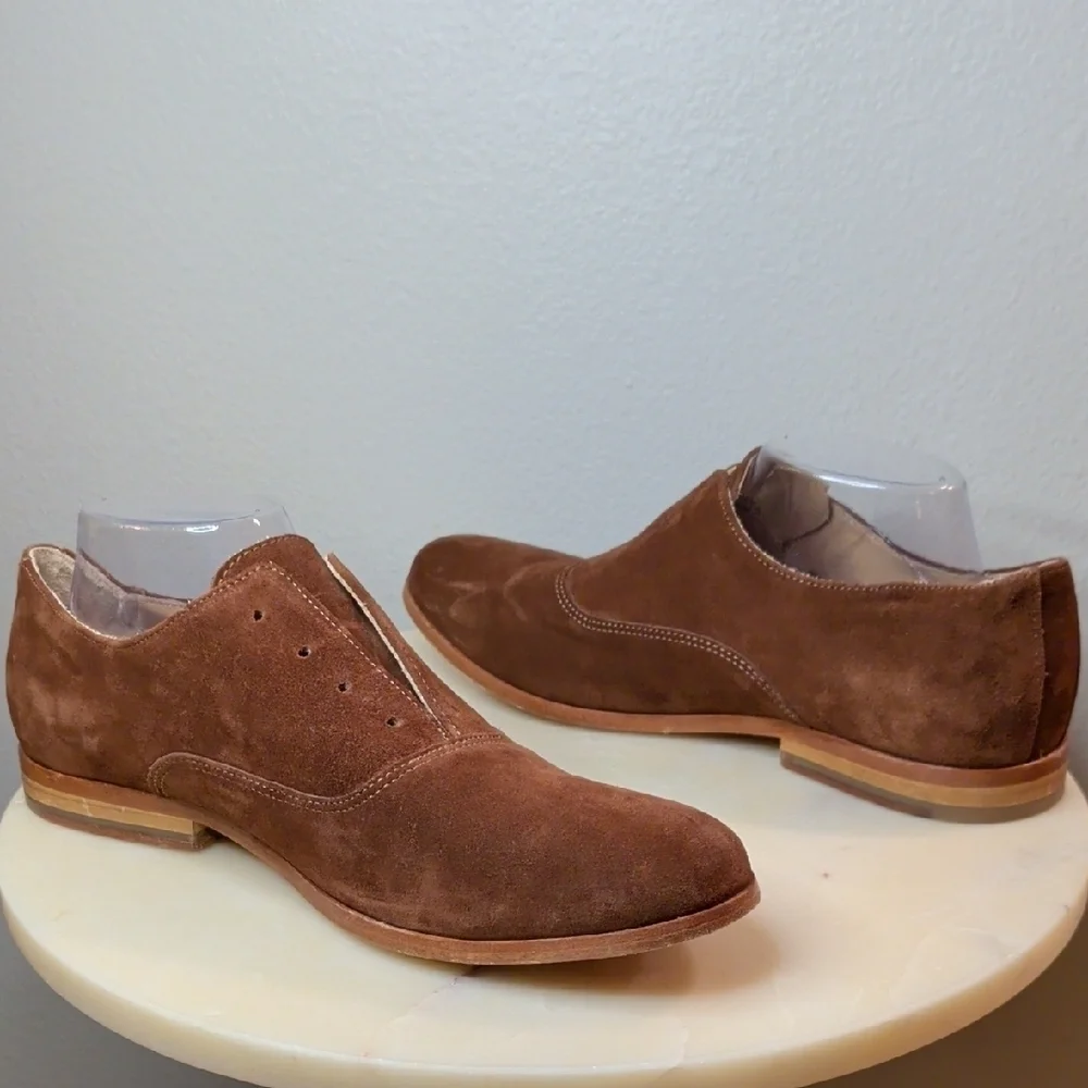 Brown Suede Derby Style Shoes